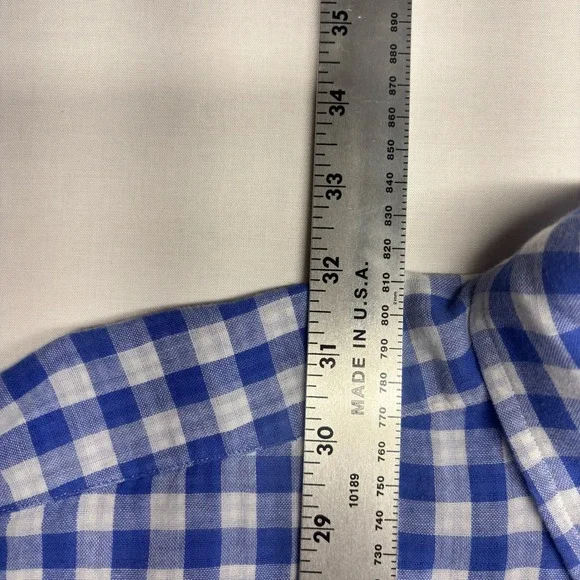 Ralph Lauren Mens 2XB Blue White Gingham Button Down Shirt Long Sleeve Cotton - Picture 5 of 8